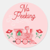 Geen het gluren Roze  Treinmonogram Roze Ronde Sticker (Voorkant)