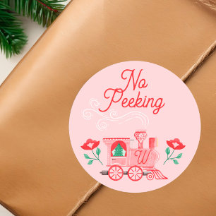 Geen het gluren Roze Treinmonogram Roze Ronde Sticker