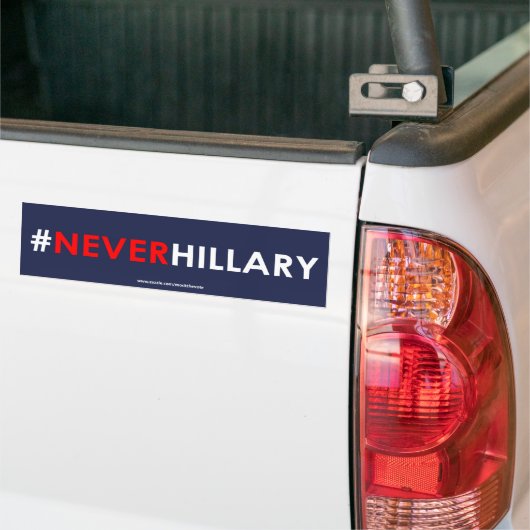 Geen hillary Bumpersticker #NEVERHILLARY (blauw) (Op Truck)