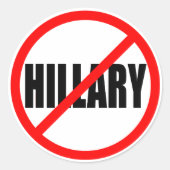 "GEEN HILLARY" RONDE STICKER (Voorkant)