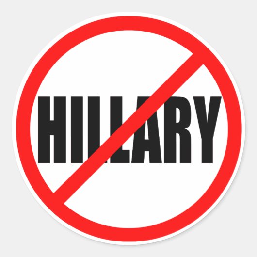 "GEEN HILLARY" RONDE STICKER (Voorkant)