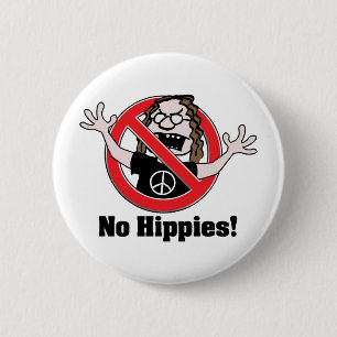 Geen Hippies. Ronde Button 5,7 Cm