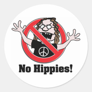 Geen Hippies. Ronde Sticker
