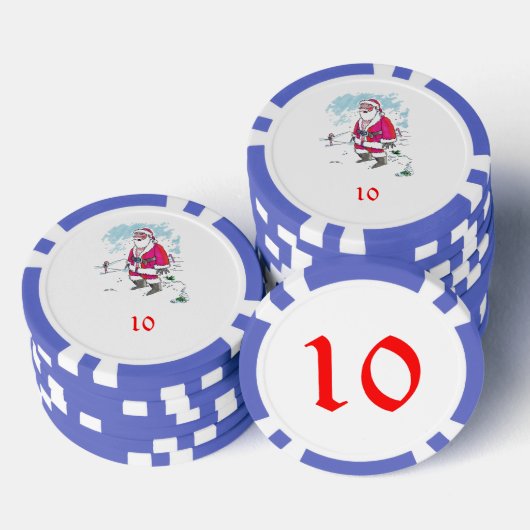 Geen Ho Ho Ho blauw 10 gestreepte pokerchip (Opstapeling)