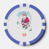 Geen Ho Ho Ho blauw 10 gestreepte pokerchip (Voorkant)