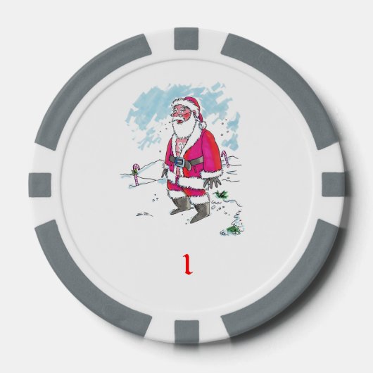 Geen Ho Ho Ho grey 1 gestreepte pokerchip (Voorkant)