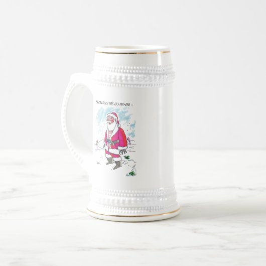 Geen Ho-Ho-Ho-Ho tekst witte stein een gouden sier Bierpul (Voorkant links)