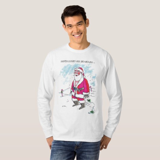 Geen Ho-Ho-Ho-Ho w tekst mannen wit shirt met lang (Voorkant volledig)