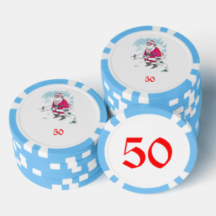Geen Ho Ho Ho lichtblauw 50 gestreepte pokerchip