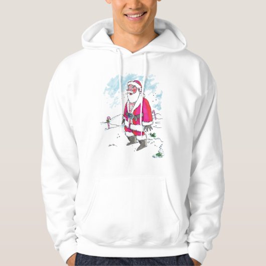 Geen Ho-Ho-Ho mannen witte sweatshirt met capuchon (Voorkant)