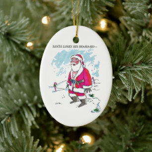 Geen Ho-Ho-Ho met tekst ovale keramische kerstvers Keramisch Ornament