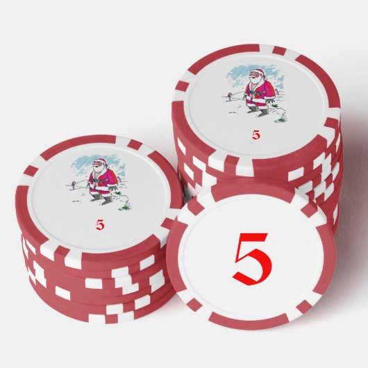 Geen Ho Ho Ho Red 5 gestreepte pokerchip (Opstapeling)