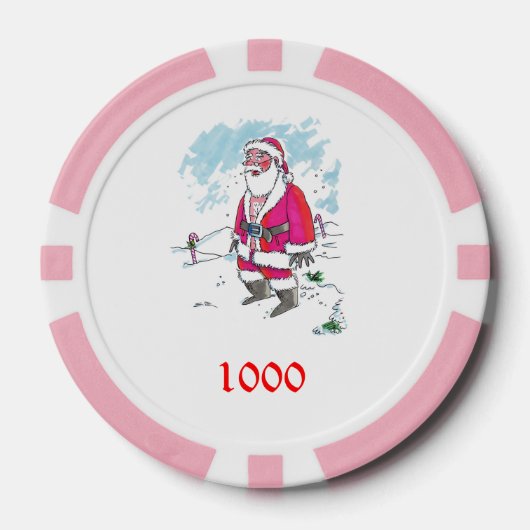 Geen Ho Ho Ho roze 1000 gestreepte pokerchip (Voorkant)
