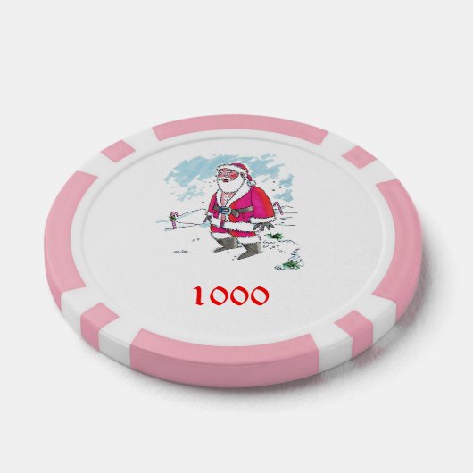 Geen Ho Ho Ho roze 1000 gestreepte pokerchip (Enkel)