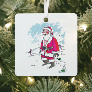 Geen Ho-Ho-Ho vierkante metalen ornament