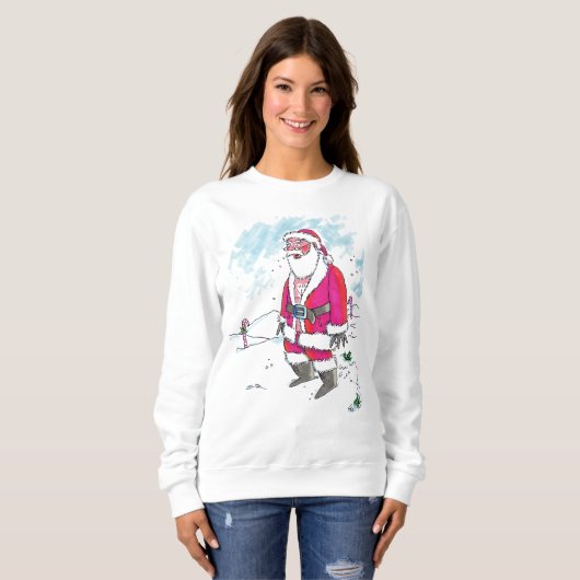 Geen Ho-Ho-Ho vrouwen wit sweatshirt (Voorkant volledig)