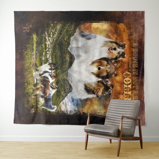 Geen homepage met collies, herdering, landenstijl  wandkleed (In Situ (horizontaal))