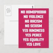 Geen homofobie Citaat Briefkaart (Voorkant / Achterkant)