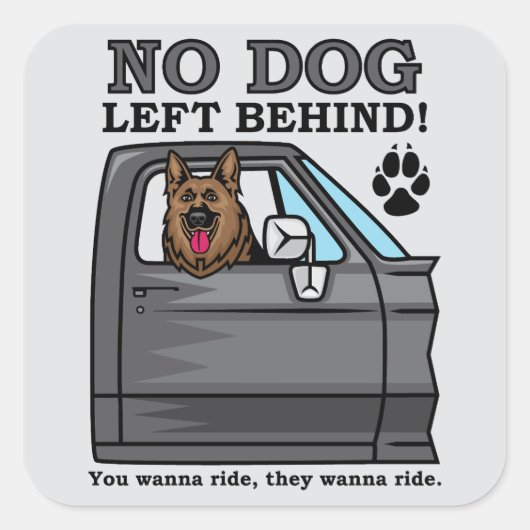 Geen hond achtergelaten, GSD sticker (Voorkant)
