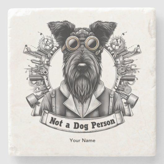 Geen hond persoon 02 stenen onderzetter (Voorkant)