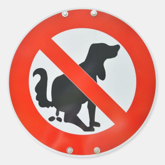 Geen hond poep teken ronde sticker (Voorkant)