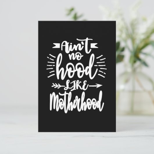 Geen Hood als Moederschap RSVP Kaartje (Staand voorkant)