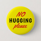Geen hugging alstublieft Gele Button tekst (Voorkant)