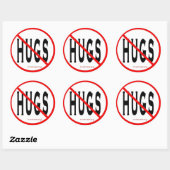 Geen Hugs-Large 3" stickers-Sheet van 6 Ronde Sticker (Vel)