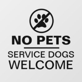 Geen huisdieren Servicehonden welkom Zakelijk glas Raamsticker