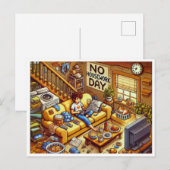 Geen huiswerk dag Pixel Art Briefkaart (Voorkant / Achterkant)