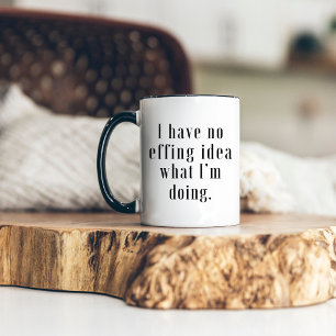 Geen idee wat ik doe Funny Minimalistisch Modern  Tweekleurige Koffiemok