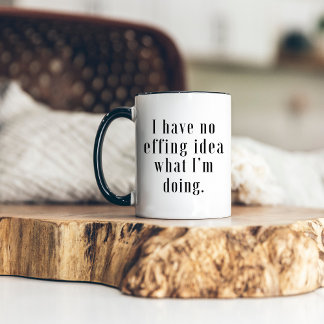Geen idee wat ik doe Funny Minimalistisch Modern Tweekleurige Koffiemok