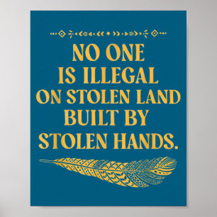 Geen illegale gestolen land illustratie poster