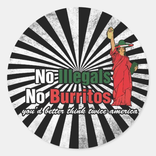 Geen illegale immigranten geen Burritos Immigratio Ronde Sticker (Voorkant)