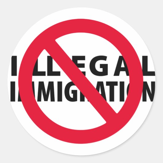 Geen illegale immigratie ronde sticker (Voorkant)