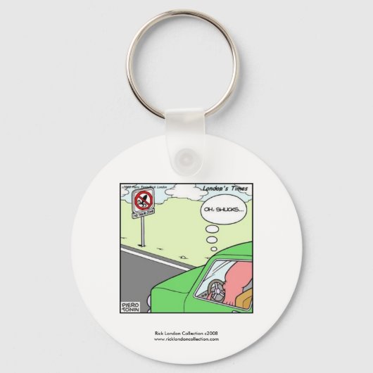 Geen Inktvis Zone Grappige Cartoon Sleutelhanger (Voorkant)