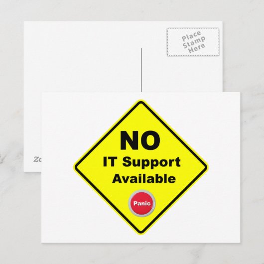 Geen IT-ondersteuning beschikbaar als gele waarsch Briefkaart (Voorkant / Achterkant)