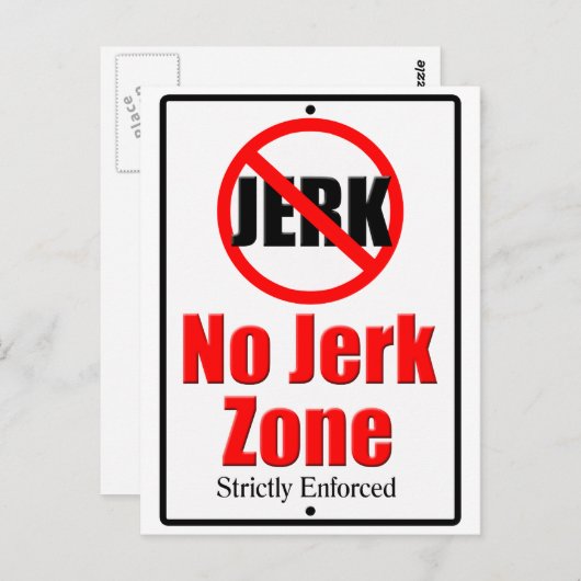 Geen Jerk Zone Briefkaart (Voorkant / Achterkant)