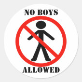 Geen jongens toegestaan ronde sticker (Voorkant)