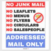 Geen junkmailteken (alleen geadresseerde e-mail) sticker (Vel)