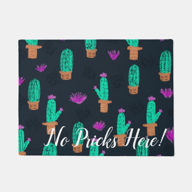 Geen kabels hier Cactus Doodles Personalized Deurmat (Voorkant)