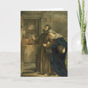 Geen kamer bij de Inn, een Vintage-kerstKaart Feestdagen Kaart