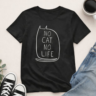 Geen Kat Geen Leven Schattige Minimalistische Witt T-shirt