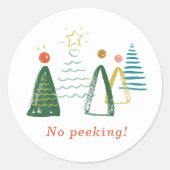 Geen kerstbomen met Waterverf prekken Ronde Sticker (Voorkant)