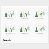 Geen kerstbomen met Waterverf prekken Ronde Sticker (Vel)