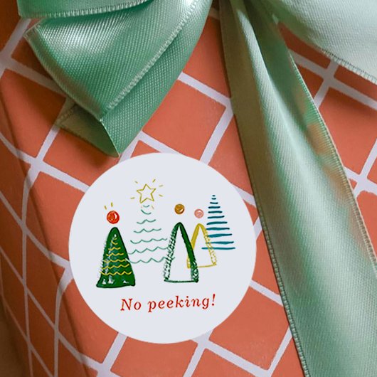 Geen kerstbomen met Waterverf prekken Ronde Sticker