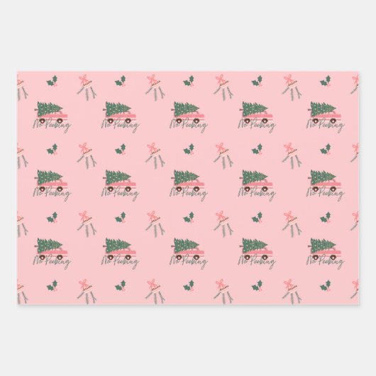 Geen kerstboom met  roze retro Van Inpakpapier Vel (Voorkant)
