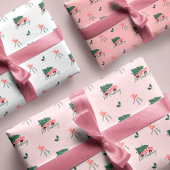 Geen kerstboom met  roze retro Van Inpakpapier Vel