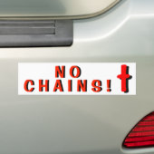 Geen kettingen! met kruis bumpersticker (Op auto)