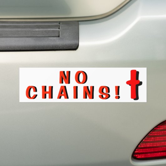 Geen kettingen! met kruis bumpersticker (Op auto)
